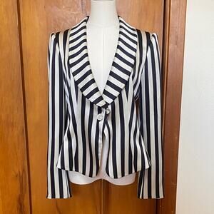 Armani Collezioni Striped Satin Blazer Navy Blue & Ivory Evening Event Dressy
